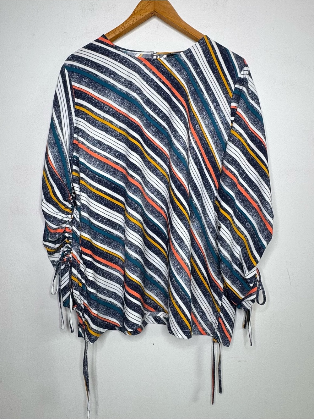 Halogen Multi Colored Striped Ruched Blouse - Size XXL